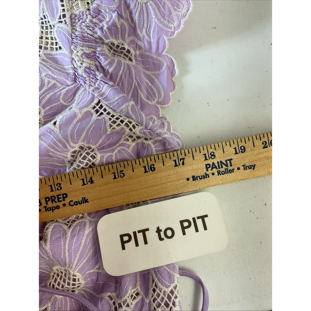 Sandro Broderi  Dress Purple flutter sleeve floral eyelet sz 40‎ US 8-10 - Picture 8 of 10
